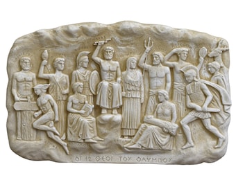 Twelve Olympian Gods Greek Roman Pantheon Relief Sculpture wall decor Mythology