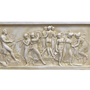 god apollo nine muses and three graces relief plaque frieze Greek sculpture wall decor museum copy