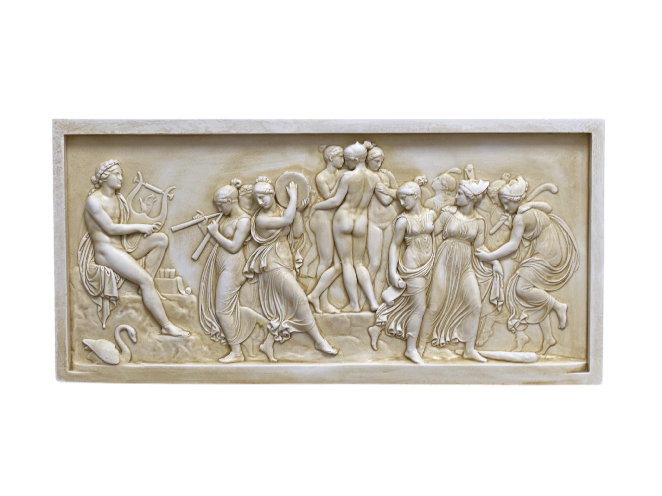 god apollo nine muses and three graces relief plaque frieze Greek sculpture wall decor museum copy