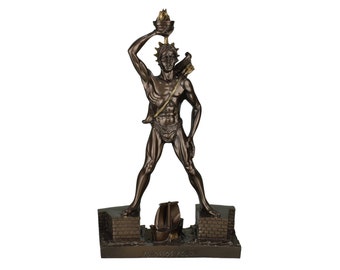 Colossus of Rhodes Statue - Greek Sun God Helios, Cast Marble Bronze color