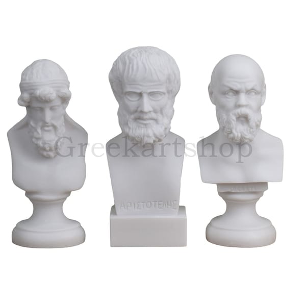 SOCRATES ARISTOTLE PLATO  Set Greek Philosophers Bust Head Statue Sculpture