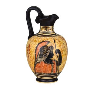 Ceramic Vase Pot Pottery Greek black-figure Painting Goddess Athena Handmade 6.7inches