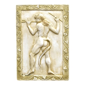 Satyr Pan Faun wall frieze relief decor cast stone sculpture