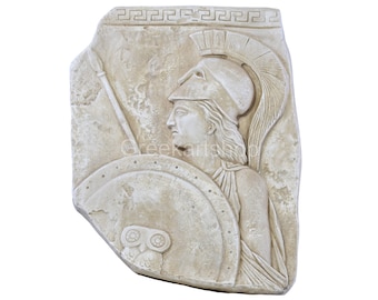 Relieve mural de la diosa Atenea, placa de friso de la antigua Grecia, decoración de la mitología de Minerva, arte del escudo de la guerra de Troya, regalo de yeso para aficionados a la historia