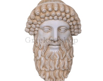 Hermes Greek Roman God Mask Head Sculpture wall decor Cast Stone