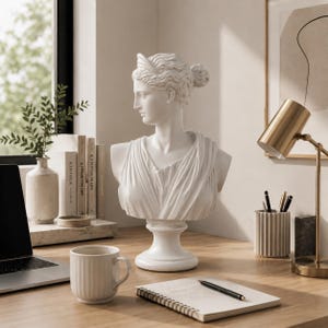 ARTEMIS DIANA Bust Head Greek Roman Goddess Cast Marble Statue Sculpture 11.8in - 30 cm
