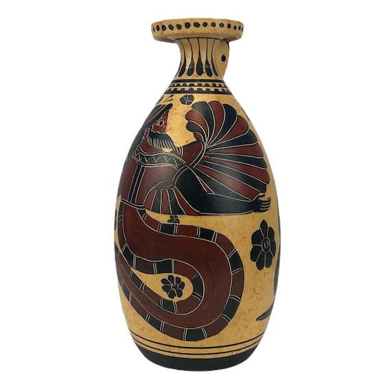 Serpent Giant Typhon Alabastron Ancient Greek Ceramic Vase Pottery