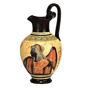 Ceramic Vase Pot Pottery Greek  Painting Goddess Aphrodite Venus Handmade