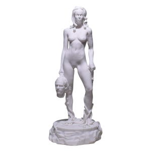 Medusa with the head of Perseus Me Too movement  Cast Marble Statue Sculpture 13 inches