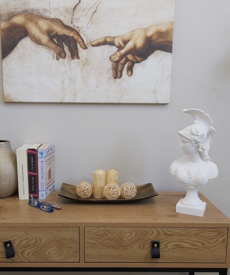 Athena Minerva Bust Head Greek Roman Goddess Cast Marble Sculpture Statue 14.57in - 37 cm image 5