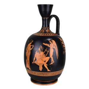 Adonis and goddess Aphrodite lekythos Aryballos Vase Ancient Greek Ceramic pottery museum  Louvre