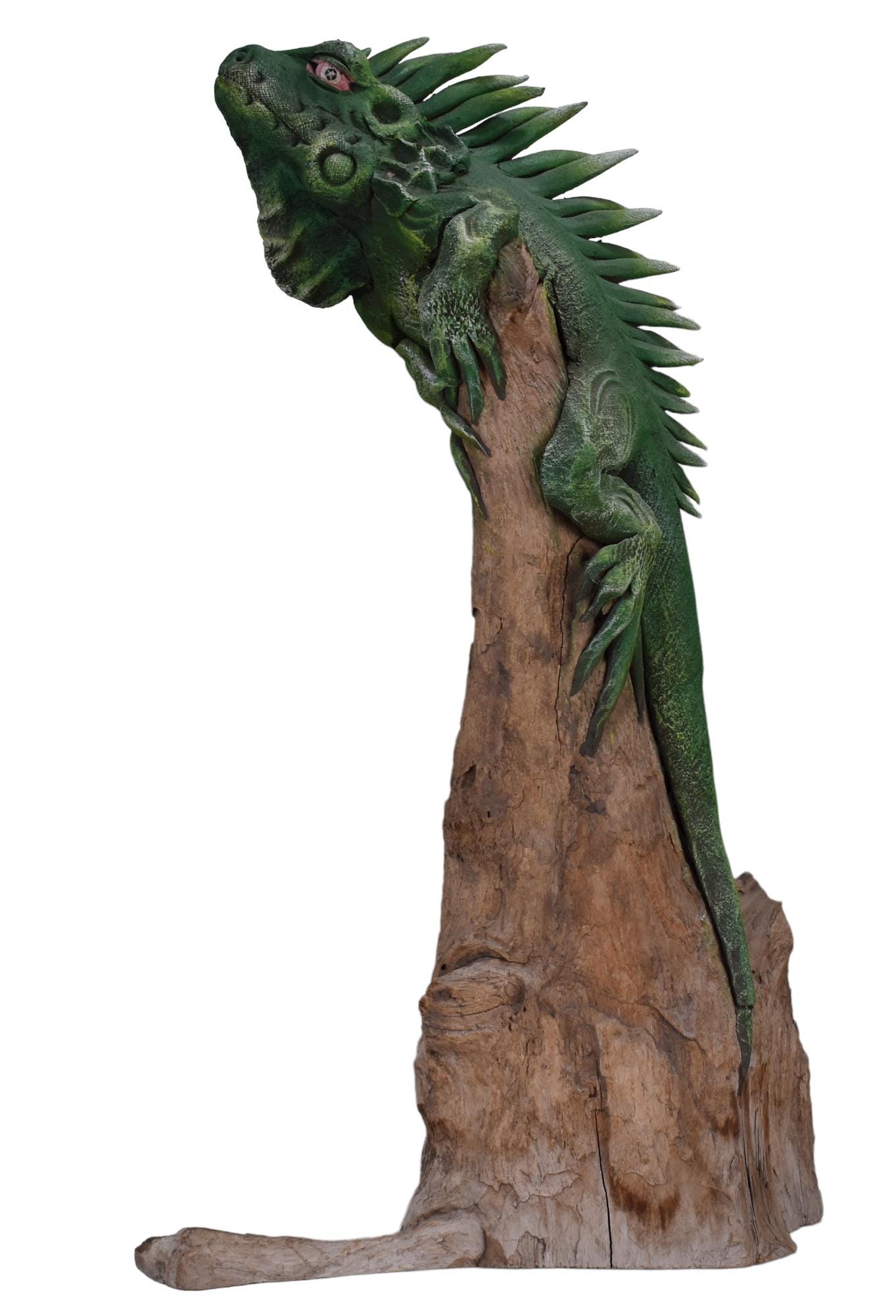 Handcarved Wooden Iguana Sculpture, Large 56cm Reptile Wood Art