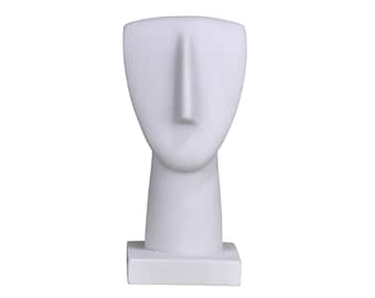 Tête des Cyclades Figurine Idole Art Moderne Grec Statue En Marbre Coulé Sculpture Musée Copie 6,9 pouces - 17,5 cm