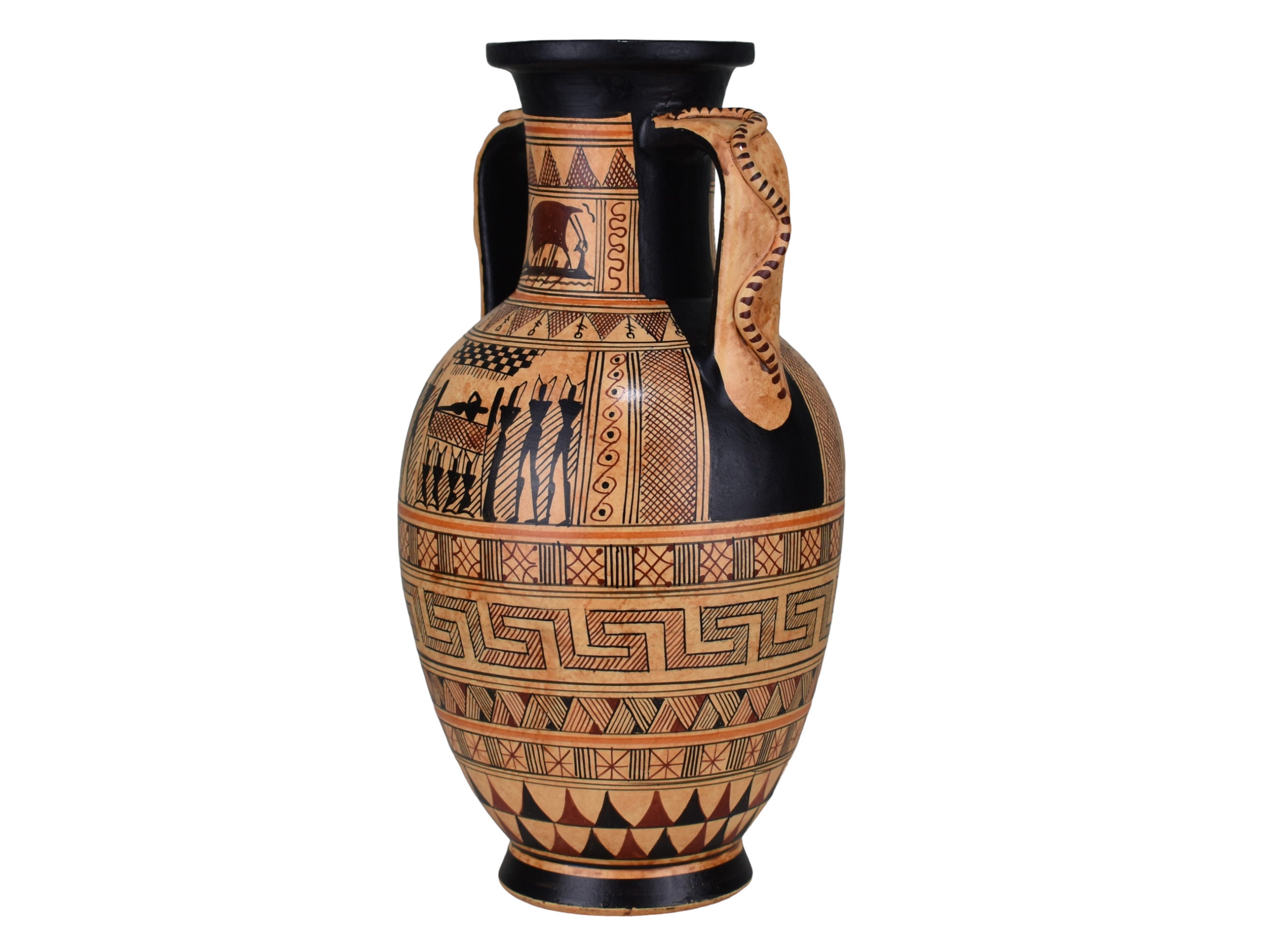 【送料無料・蔵出し】古代ギリシャ　花瓶　黒絵式陶器　ギリシャ陶器 古代ギリシャの花瓶のレプリカ - 黒像式パナシナイコアンフォラ