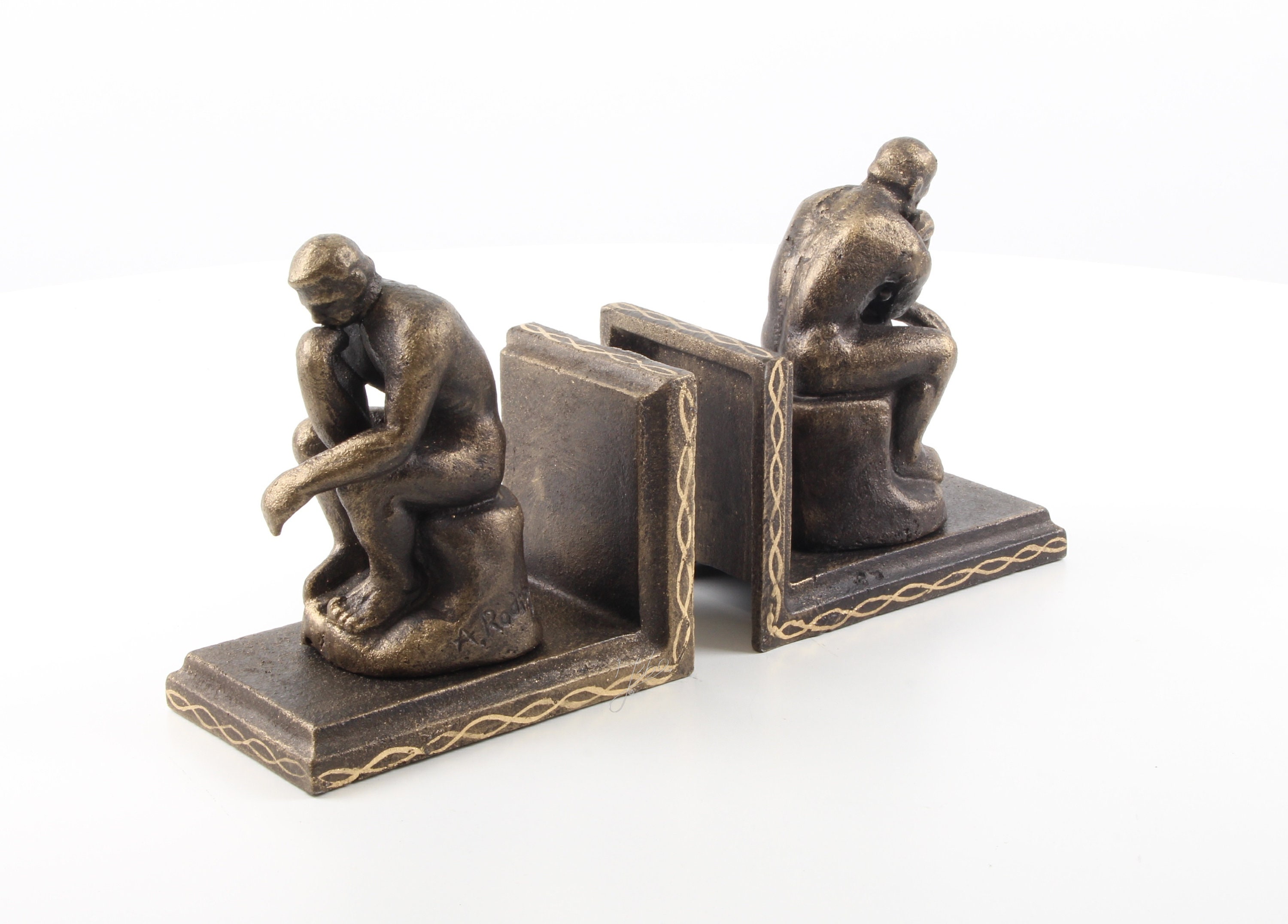 Paire De Serre-Livres En Laiton - Le Penseur De Rodin - Art Décoratif - Occasion