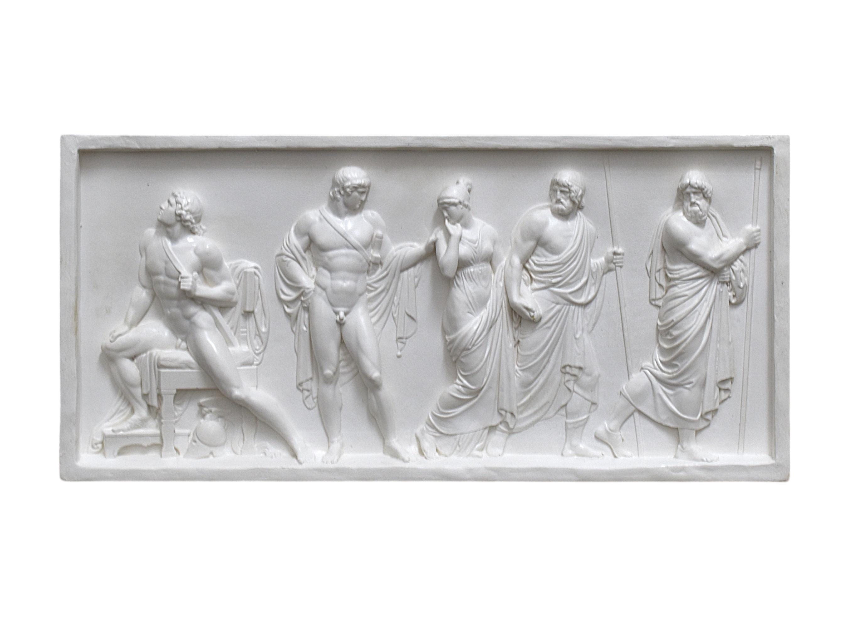 Sculpture Murale Briseis Et Achille - Relief En Plâtre Dur Moldano 40 Cm, Copie De Musée D'après L'Iliade