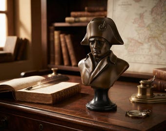 Napoleon Bonaparte Bust - Real Bronze Metal Art Sculpture - French Emperor Portrait Statue - Historical Figure Decor - Small Bronze Figure