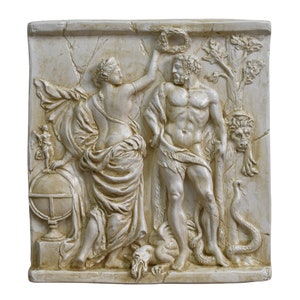 Hercules crowned by Glory Wall Decor Plaque relief Greek Sculpture cast stone Louvre Museum frieze