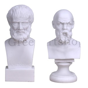 SOCRATES & ARISTOTLE Greek Philosopher Bust Head Set Statue Sculpture