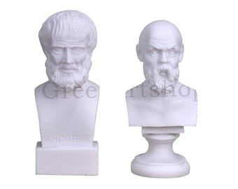 SOCRATES & ARISTOTLE Greek Philosopher Bust Head Set Statue Sculpture