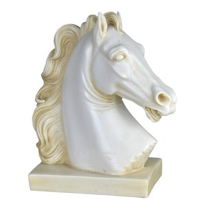 Horse  Head Greek Statue Sculpture Cast Marble Decor