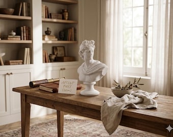 Apollo Bust Statue - Ancient Greek God Head Sculpture - Handmade Cast Marble Roman Decor - Classic Mythology Art Gift - 12.6in - 32 cm