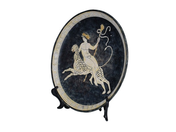 ギリシャ神ディオニュソスが豹に乗る絵画 バッカス 古代ギリシャ 陶器