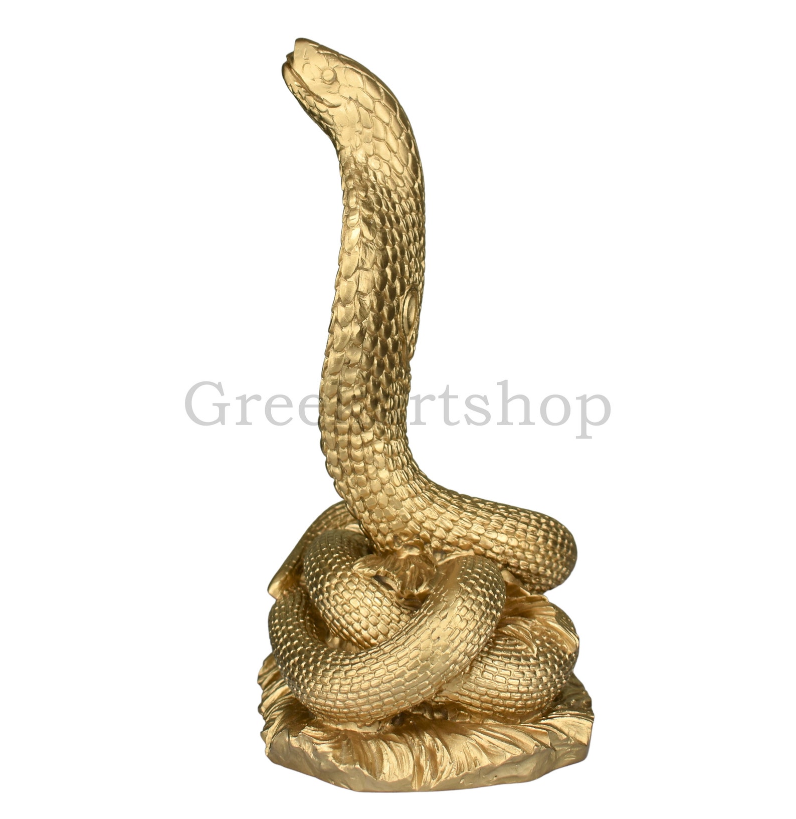 King Cobra Snake Serpent Statue Sculpture cast marble Gold Etsy