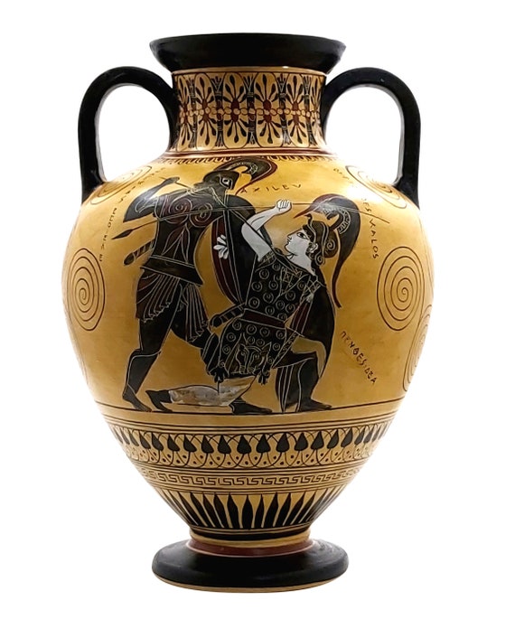 Amphora Achilles Slaying Penthesilea Ancient Greek Vase Etsy