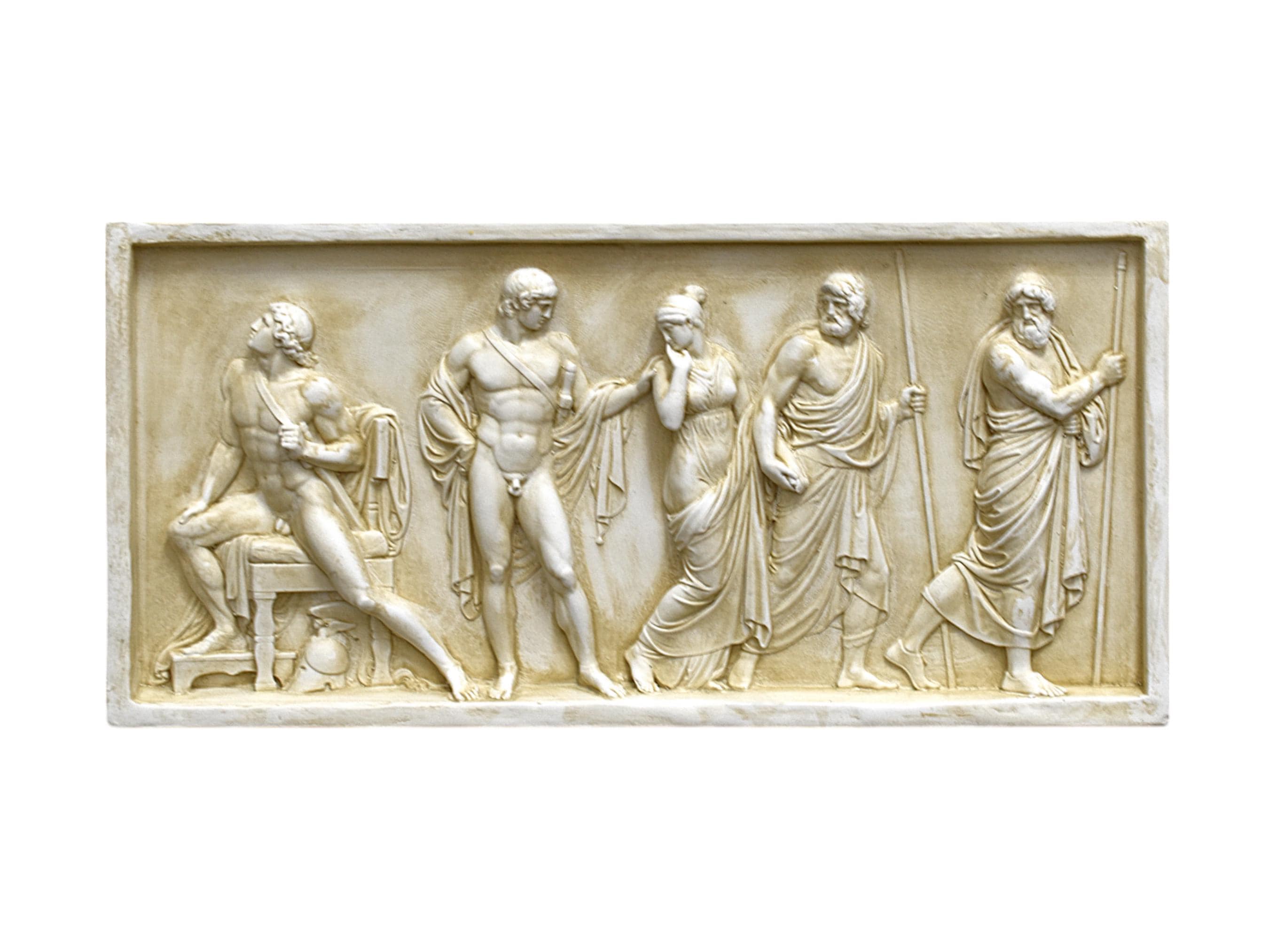 Tête D’Hygeia En Relief – Reproduction Antique Grecque, Terre Cuite Vert Antique