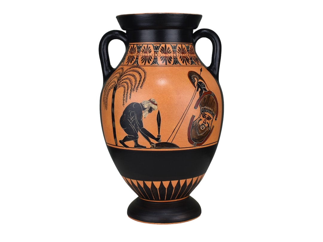アイアスの自殺 花瓶 アンフォラ 古代ギリシャ陶器 陶磁器博物館 複製