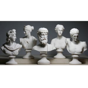 Set 5 Bust Head God Zeus Artemis Aphrodite Hermes Apollo Greek Roman Statue cast marble