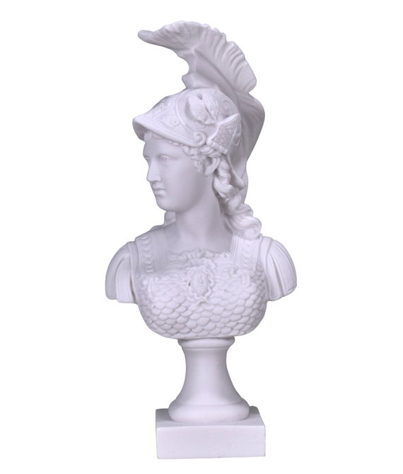 Athena Minerva Bust Head Greek Roman Goddess Cast Marble Sculpture Statue 14.57in - 37 cm