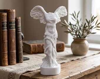Winged Nike Victory of Samothrace Statue, Greek Goddess Sculpture, Louvre Museum Copy, Cast Marble Goddess Art, Home Decor, 20cm / 7.8inches