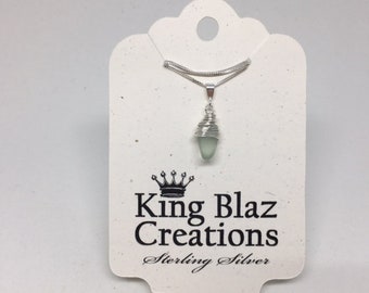 Genuine Sea Glass - Sea Foam Green, Sterling Silver necklace, wire wrapped
