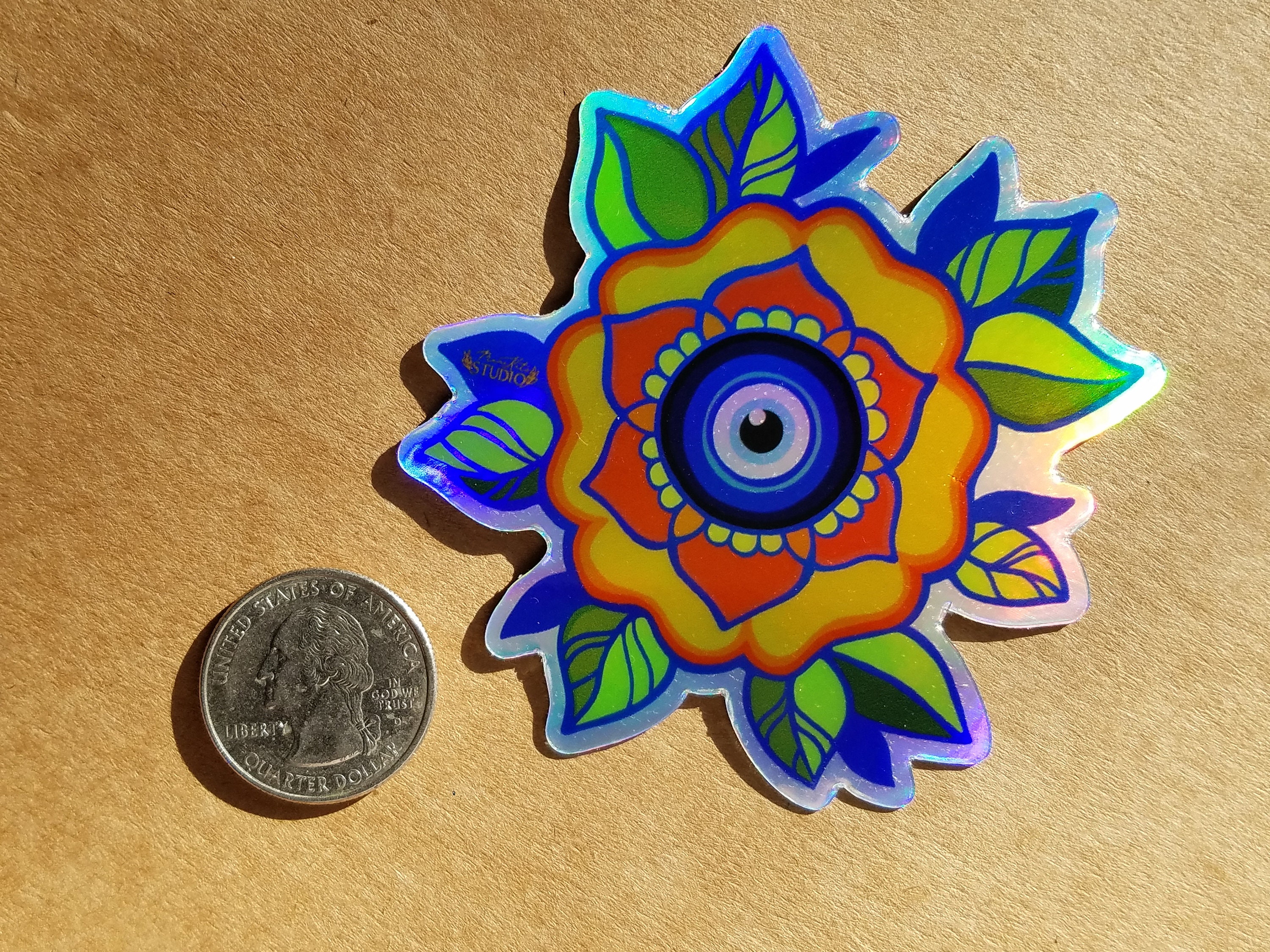 Holographic Vinyl Evil Eye Flower Sticker Waterproof Nazar | Etsy