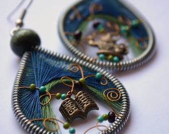 Handmade Miniature Book Teapot Earrings: Librarian, Reader Jewelry