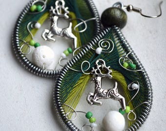 Handmade Reindeer Christmas Earrings: Wire Wrapped Holiday Jewelry