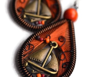 Boat earrings, Sail boat jewelry, Nautical Earrings, Travel earrings, Travel lovers gift, Peruvian earrings