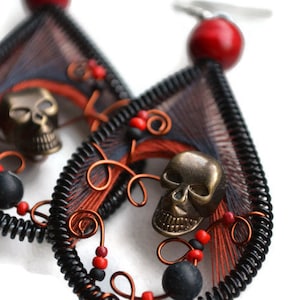 Halloween earrings, skeleton earrings, trick or treat, scary earrings, Skull earrings, Skull earrings, gothic earrings Black skull earrings