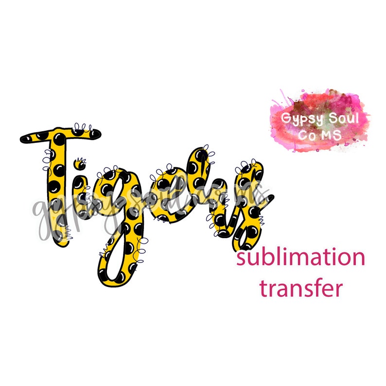 Tigers Polka Dot Gold Black SUBLIMATION TRANSFER ONLY