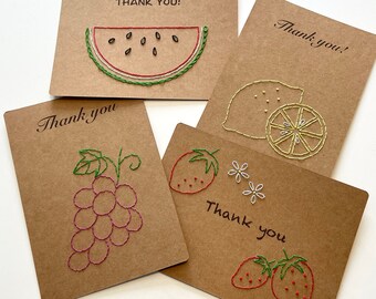 DIY Paper Embroidery Thank You Cards - Fruits