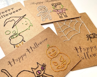 Cartes de broderie en papier DIY - Halloween
