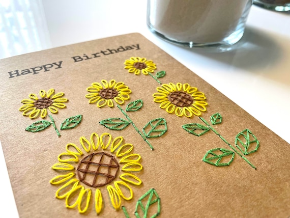 Buy DIY Paper Embroidery Birthday Cards Flowers and Leaves Online