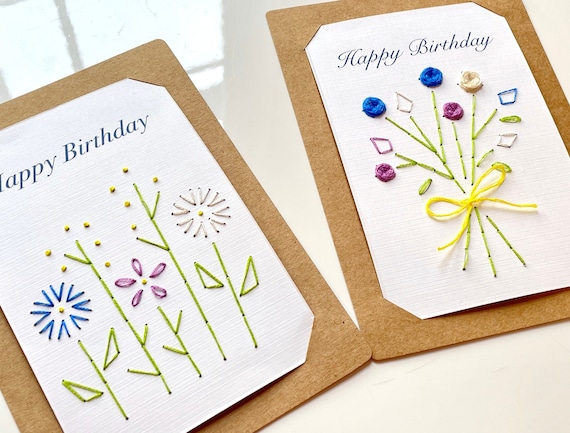 DIY Paper Embroidery Birthday Cards Lavishly Elegant Flowers 