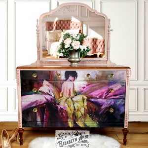 SOLD Vintage Dresser with Mirror | Large Boho Chest of Drawers | Entryway Storage | Bedroom Accent Furniture