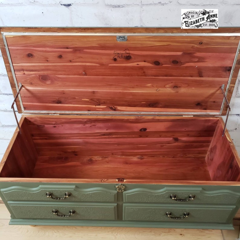SOLD Vintage Cedar Hope Chest in Evergreen Juniper Green Etsy