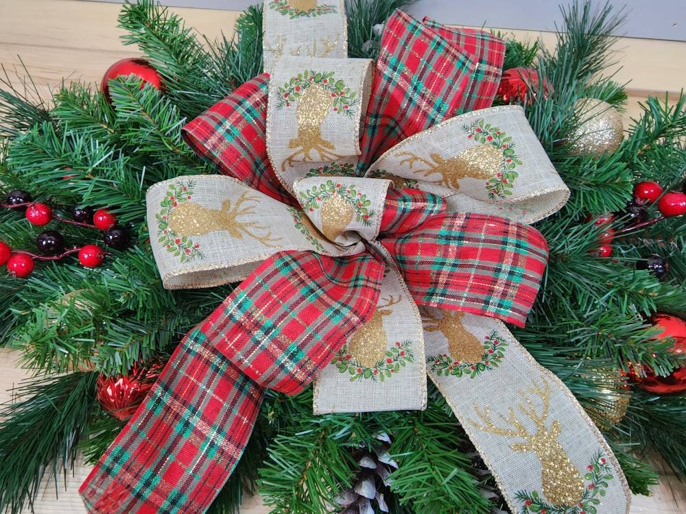 Christmas Memorial Grave Pillow With Reindeer & Green Red Etsy