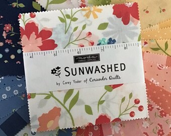 Sunwashed Charm Pack by Corey Yoder of Coriander Quilts for Moda Fabrics, (42) 5" Precut Cotton Quilt Squares, Corey Yoder Fabric