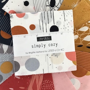 Simply Cozy Charm Pack by Brigitte Heitland for Zen Chic and Moda Fabrics, (42) 5&quot; Precut Modern Design Charm Pack, (35) Unique Prints